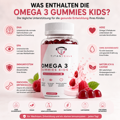 Omega 3 Gummies Kids - Himbeere - 60 vegane Gummies