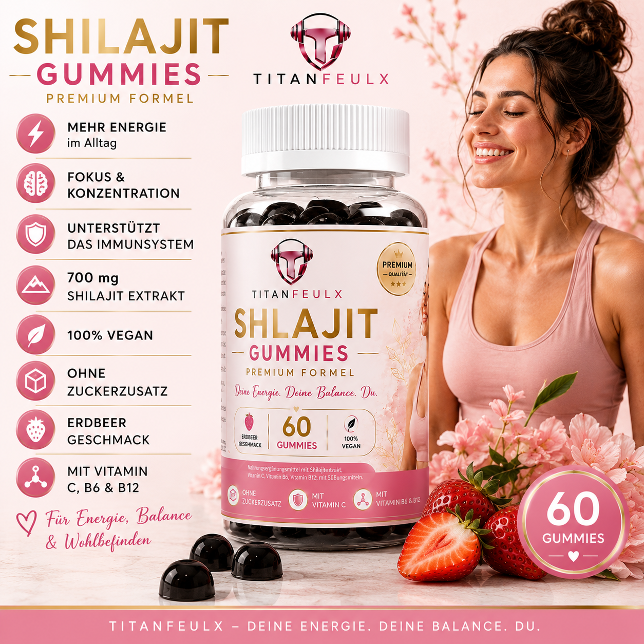 {{ Shilajit Gummies + Vitamin C,B6, B12 - 60 Stk. }} | TitanFeulX.