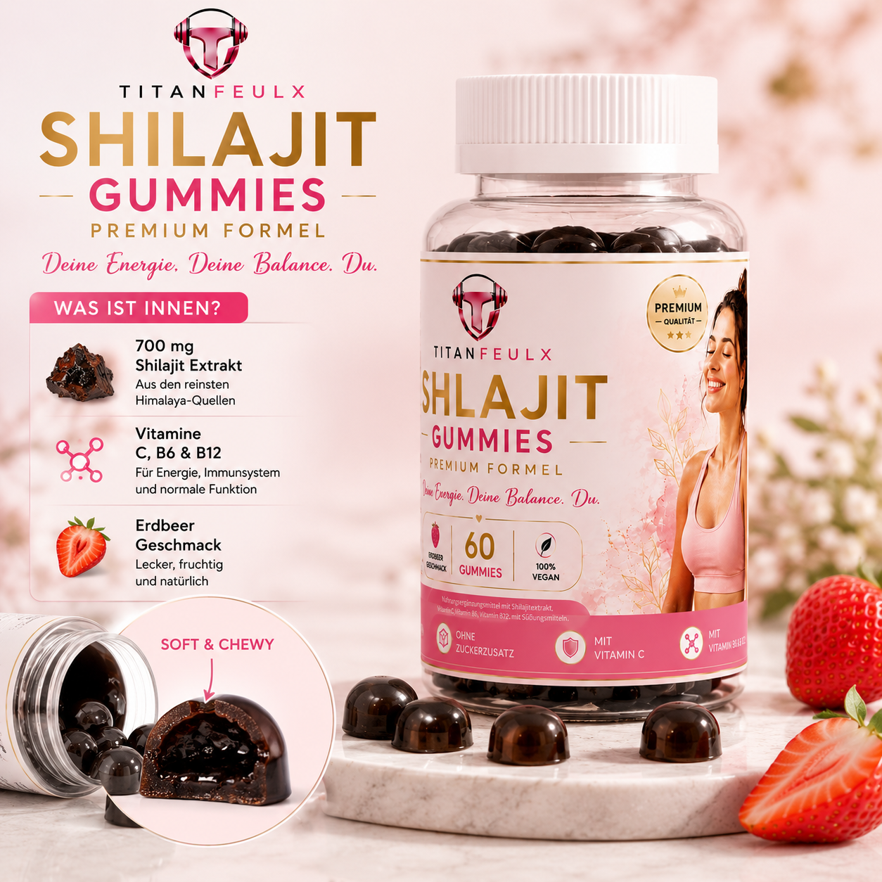 {{ Shilajit Gummies + Vitamin C,B6, B12 - 60 Stk. }} | TitanFeulX.