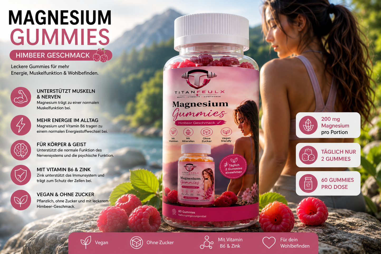 {{ Magnesium + Zink + B6 Gummies - 60 Stk. }} | TitanFeulX.