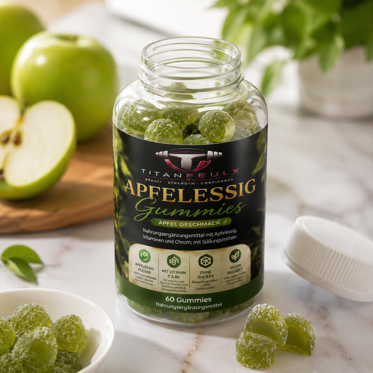 {{ Apfelessig + C + B6 + Chrom Gummies - 60 Stk }} | TitanFeulX.