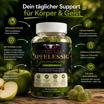 {{ Apfelessig + C + B6 + Chrom Gummies - 60 Stk }} | TitanFeulX.